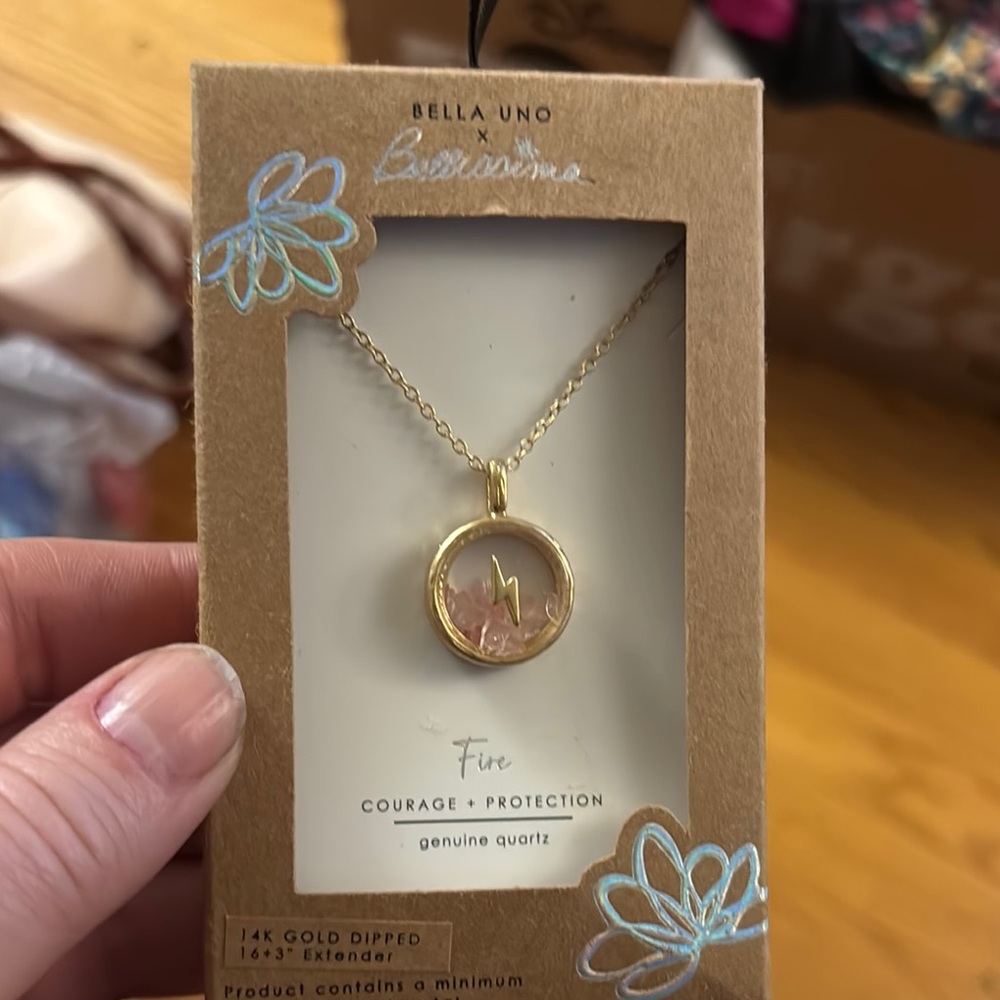 Gold and Pink Minimalist Necklace with Circular Pendant